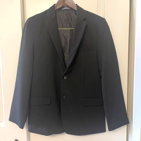 Van Heusen Flex Big Kid Boy's Blazer Suit Black Youth Jacket Size 18 - Picture 2 of 8